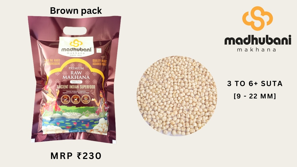 BROWN - Madhubani Makhana | Premium Raw Plain Phool Makhana | Small to Large 