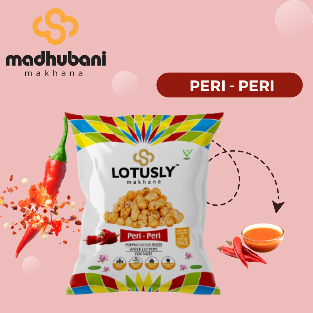 Lotusly | Peri Peri Flavoured Makhana | Guilt Free Snack | Roasted in Olive Oil