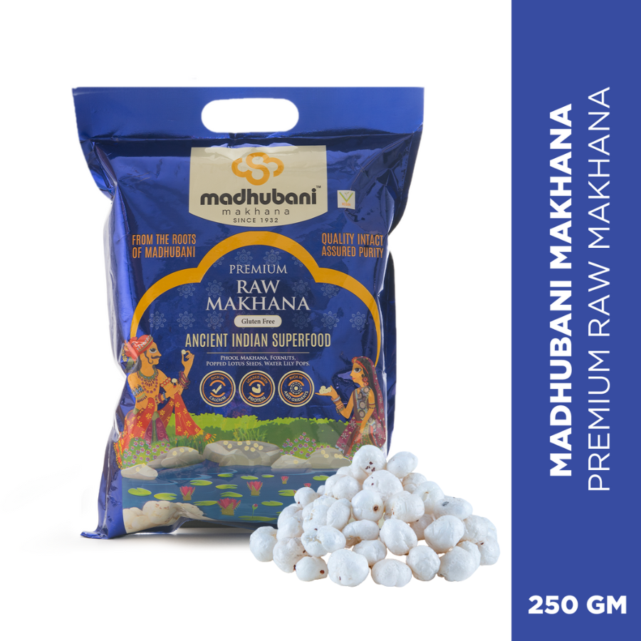 BLUE - Madhubani Makhana | Premium Raw Plain Phool Makhana | Medium to Large Size 