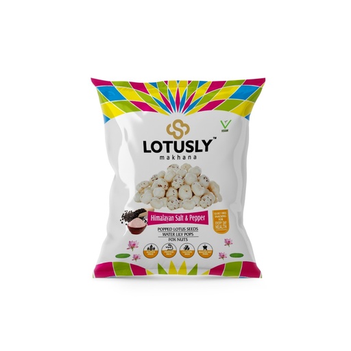 [HSPF_POUCH] Lotusly | Himalayan Salt & Pepper Flavoured Makhana | Guilt Free Snack | Roasted in Olive